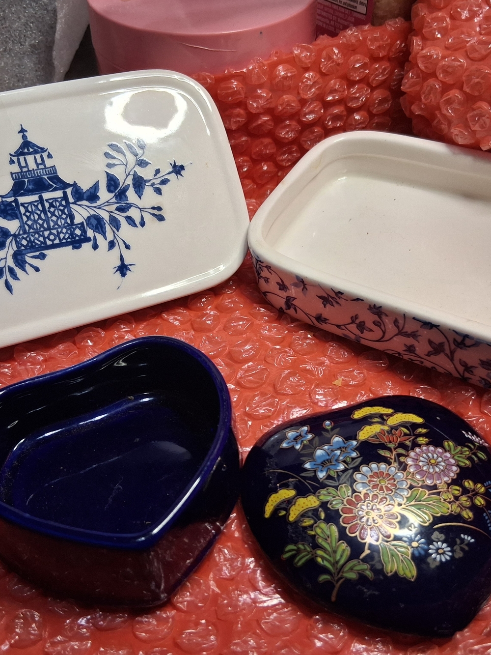 Avon White Ceramic Trinket Dish with Printed Care Label